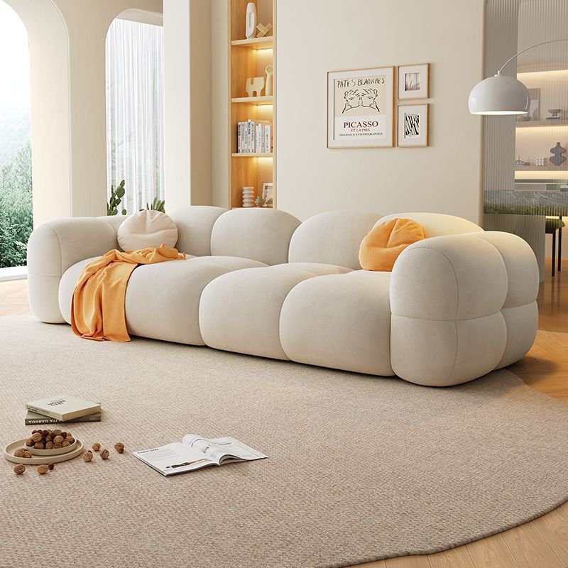 Hot Sales Modern Design Cream Style Living Room Sofa Puff Set Solid Color Corduroy Material Modular Lazy Recliner Furniture