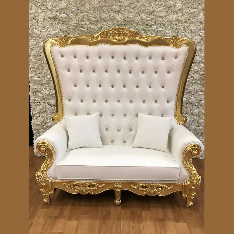 2 Seater Modern White Luxury King And Queen Royal Throne Wedding Sofa For Bride And Groom