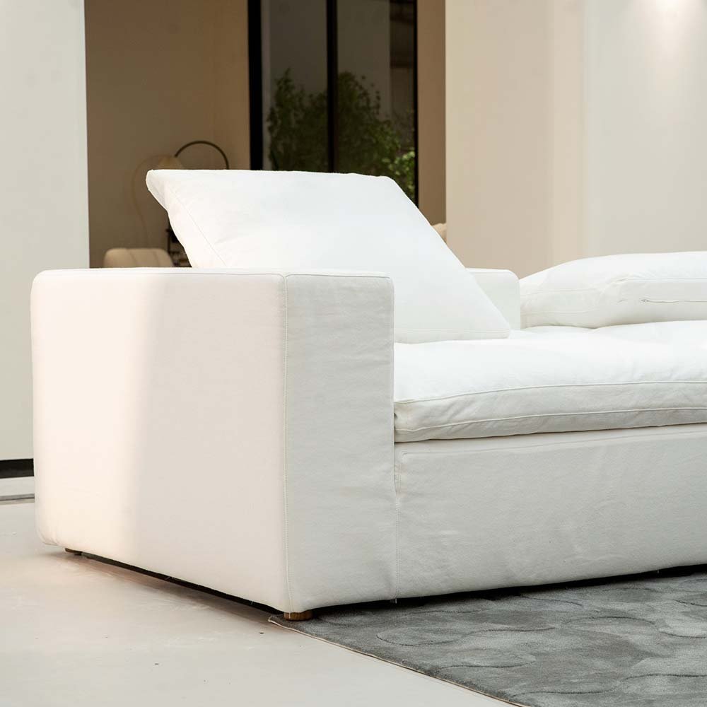 Modern Living Room Sofa Set Furniture White Linen Feather Cream Beige Lounge Suite Sofa Set Modular Couches Sectional Sofa