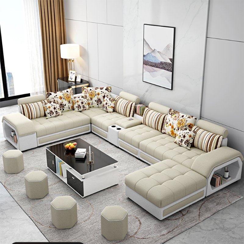 Hot Sale Furniture Factory Living Room Sofas Set Fabric Couch Lougue U Shape Sectional Sofa