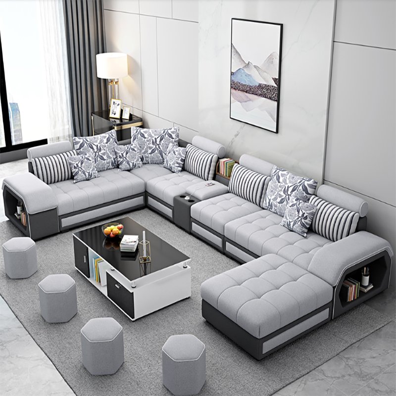 Hot Sale Furniture Factory Living Room Sofas Set Fabric Couch Lougue U Shape Sectional Sofa