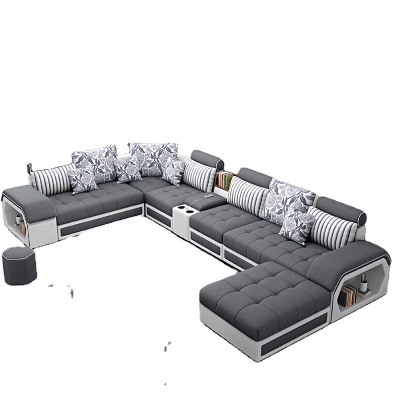 Hot Sale Furniture Factory Living Room Sofas Set Fabric Couch Lougue U Shape Sectional Sofa