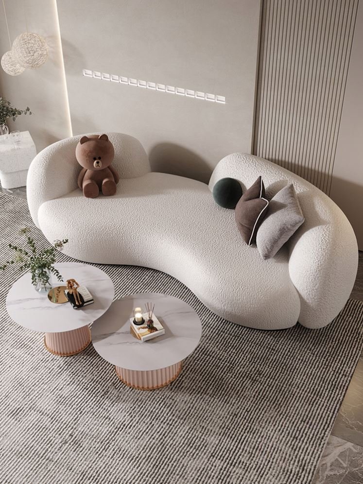 French Style Lamb'S Wool High Quality Modern Luxury Set Sofa Modern Living Room Furniture Sofas