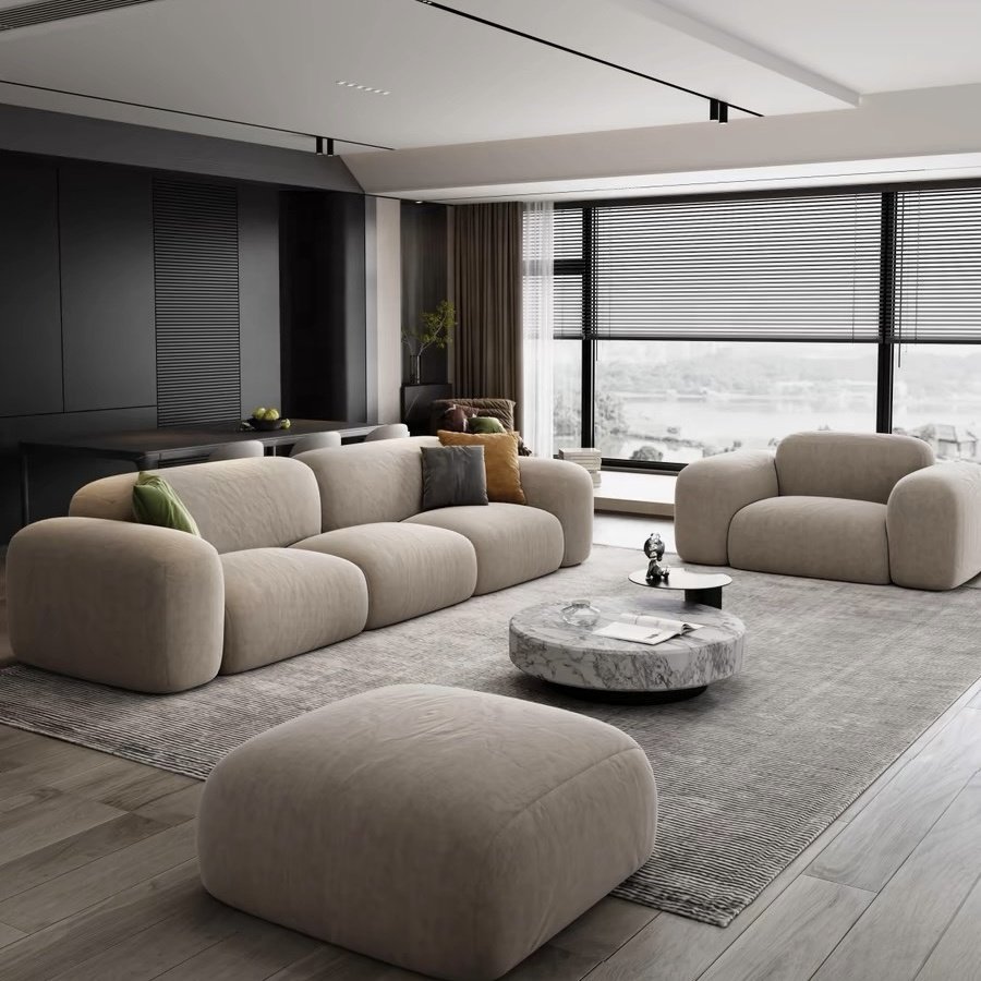 ATUNUS Nordic Beauty Fabric Office Hair Salon Frame Modern Waiting Modular Sectional Sofas Couch Set
