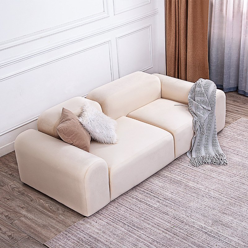 Modern Italian Minimalism Design Furniture High Quality white Velvet Fabric 3 Seater Living Room Sofas