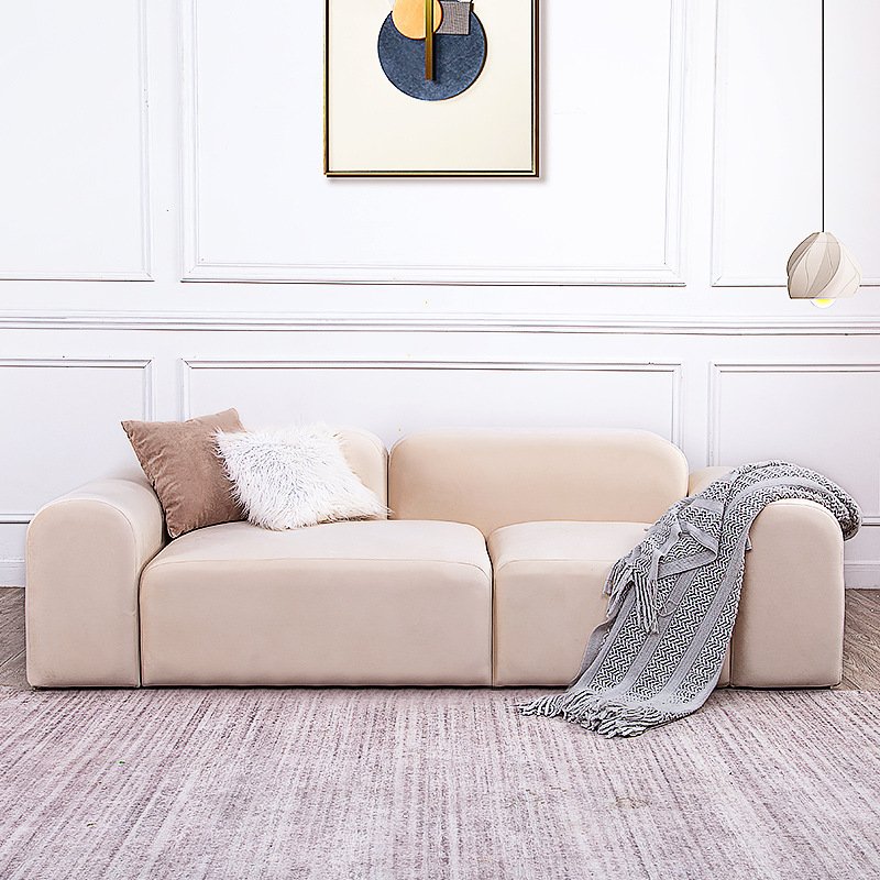 Modern Italian Minimalism Design Furniture High Quality white Velvet Fabric 3 Seater Living Room Sofas