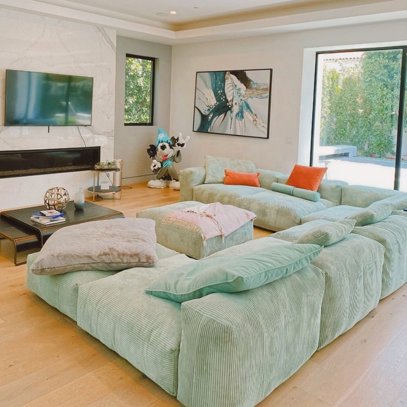Corduroy fabric sofa living room small apartment Nordic modern simple creative module combination down sofa