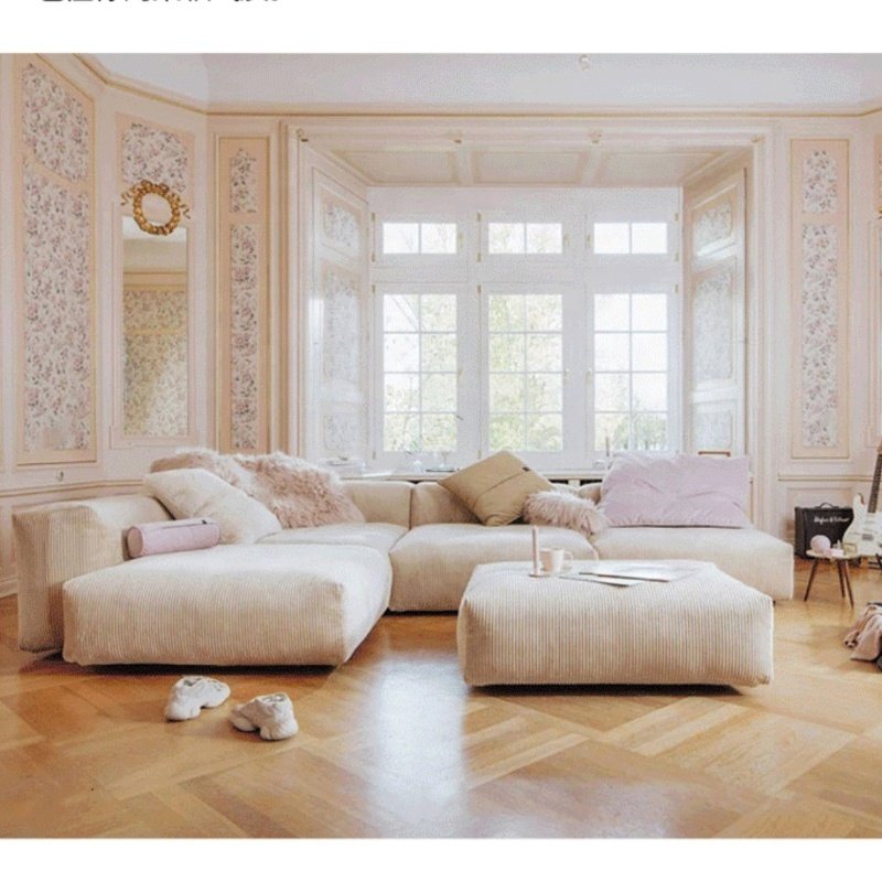 Corduroy fabric sofa living room small apartment Nordic modern simple creative module combination down sofa
