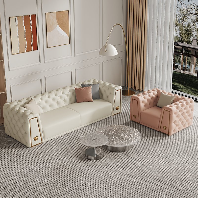 Italian Leather Luxury Sofa Set Factory Wholesale Solid Wood Frame Sofa Simple Fashion Living Room Sofa