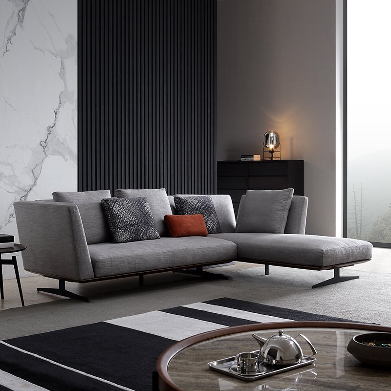 Chinese furniture supplier Italian leather sofa hot sale living room sofa customized high leg easy clean sofa
