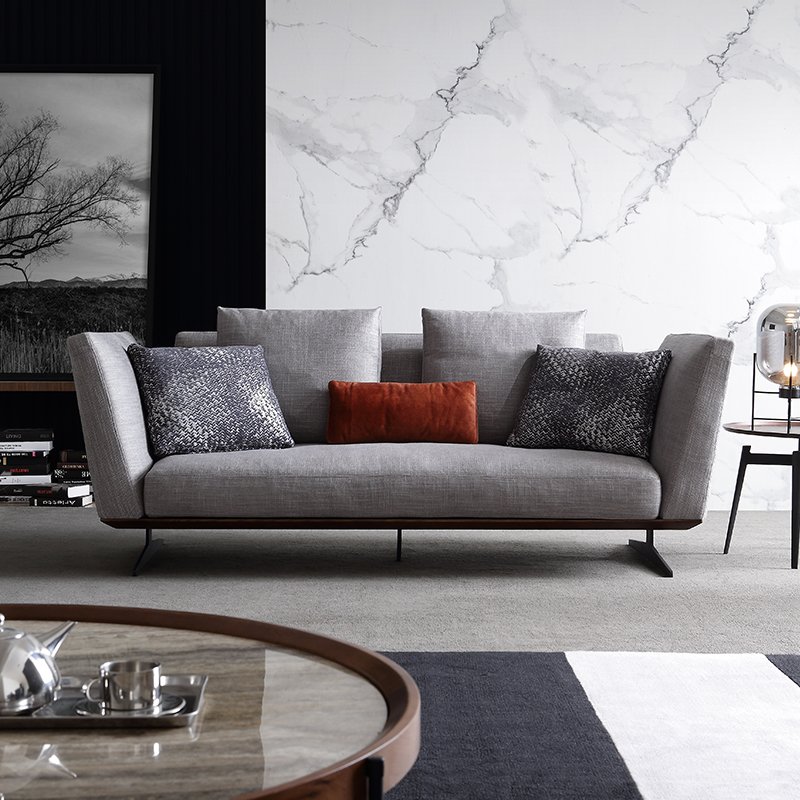 Chinese furniture supplier Italian leather sofa hot sale living room sofa customized high leg easy clean sofa