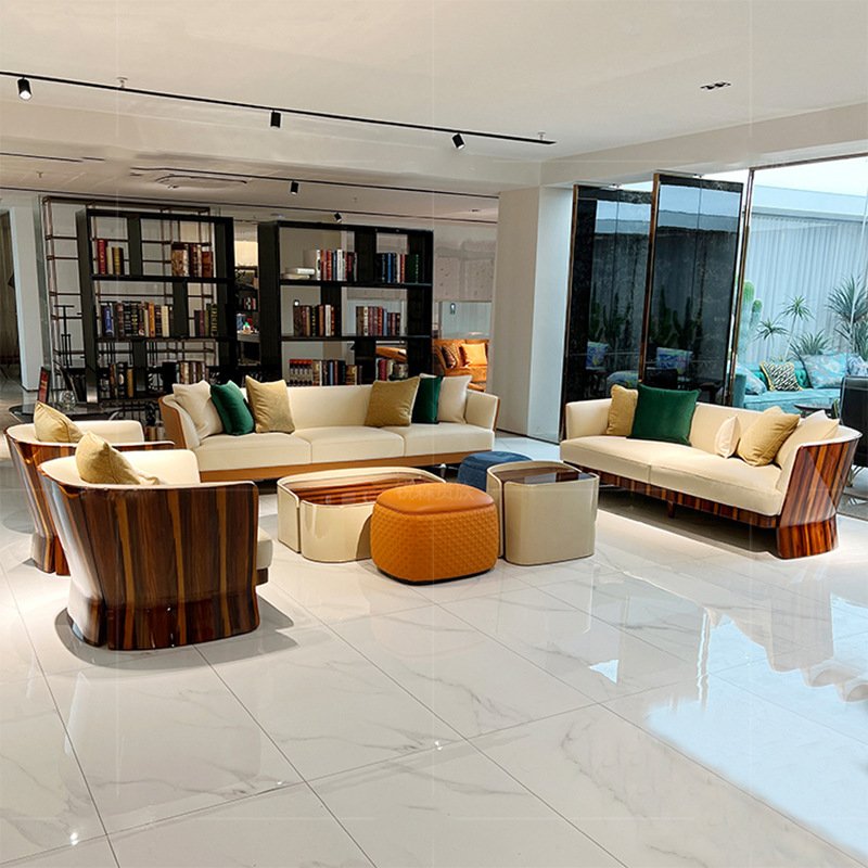 Hot selling Italian minimalist matte leather sofa light luxury furniture living room sofa