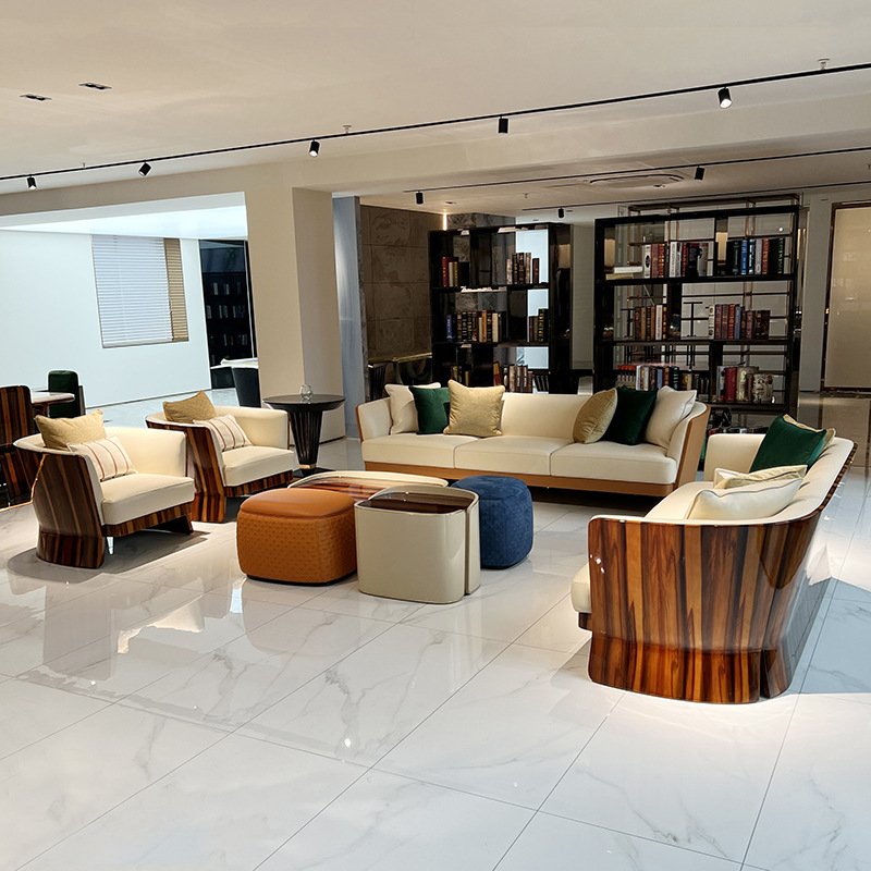 Hot selling Italian minimalist matte leather sofa light luxury furniture living room sofa