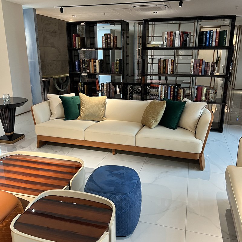 Hot selling Italian minimalist matte leather sofa light luxury furniture living room sofa
