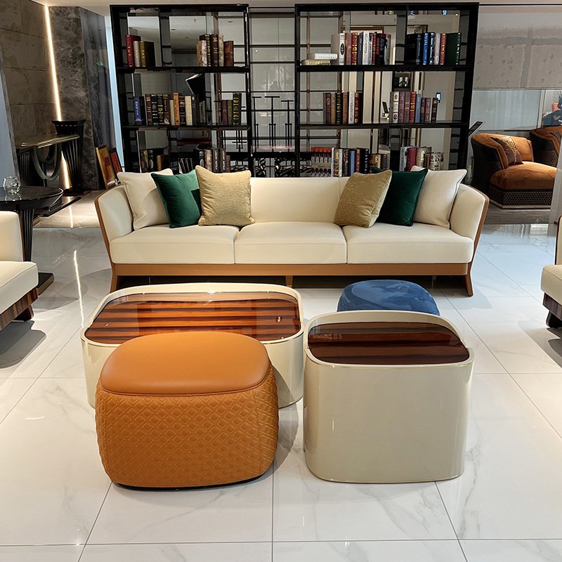 Hot selling Italian minimalist matte leather sofa light luxury furniture living room sofa