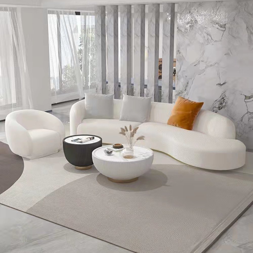 New design home decor comfort round sofa luxury live room furniture sofa set modern couch fabric curved velvet sectional sofa