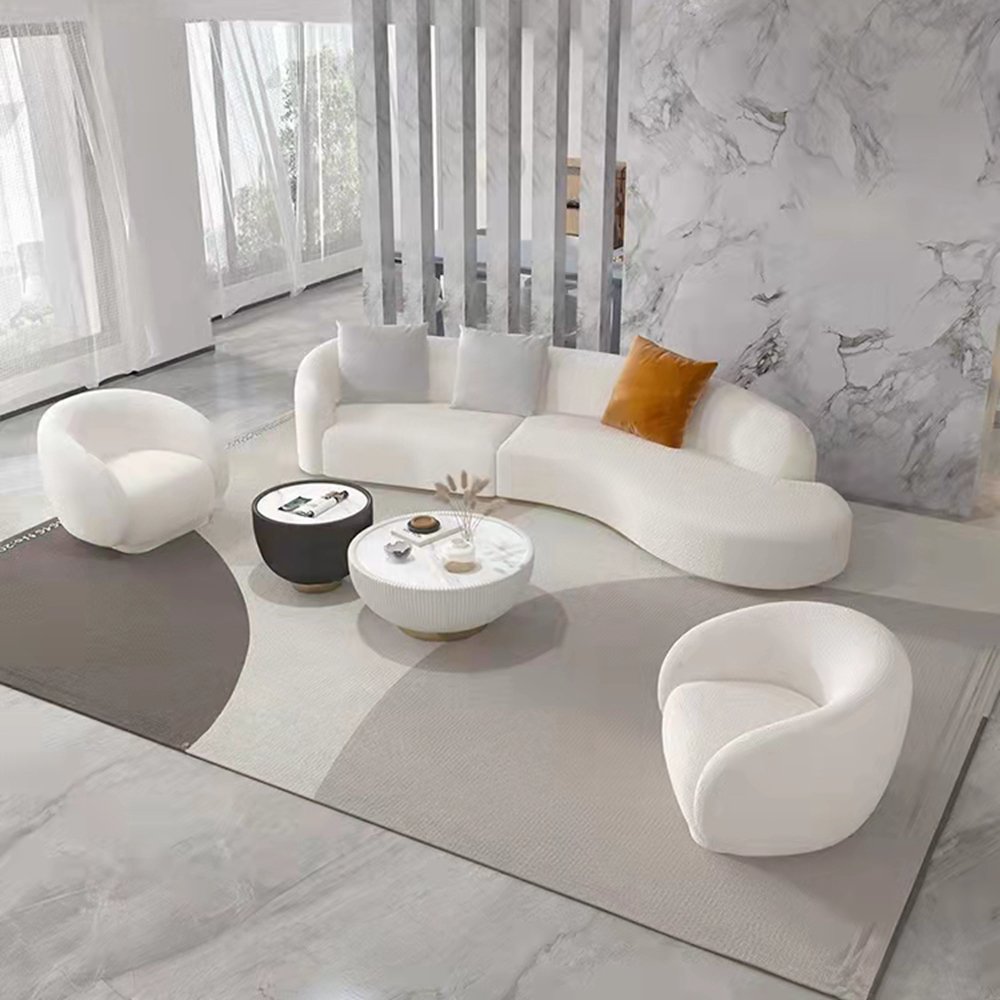 New design home decor comfort round sofa luxury live room furniture sofa set modern couch fabric curved velvet sectional sofa