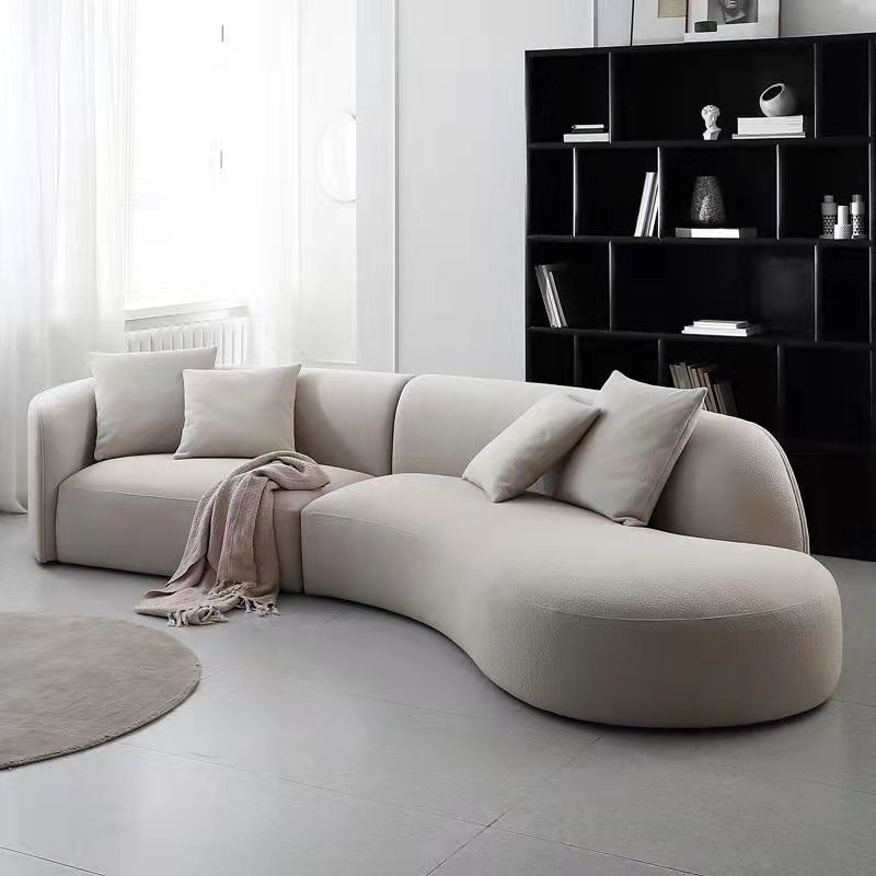 New design home decor comfort round sofa luxury live room furniture sofa set modern couch fabric curved velvet sectional sofa