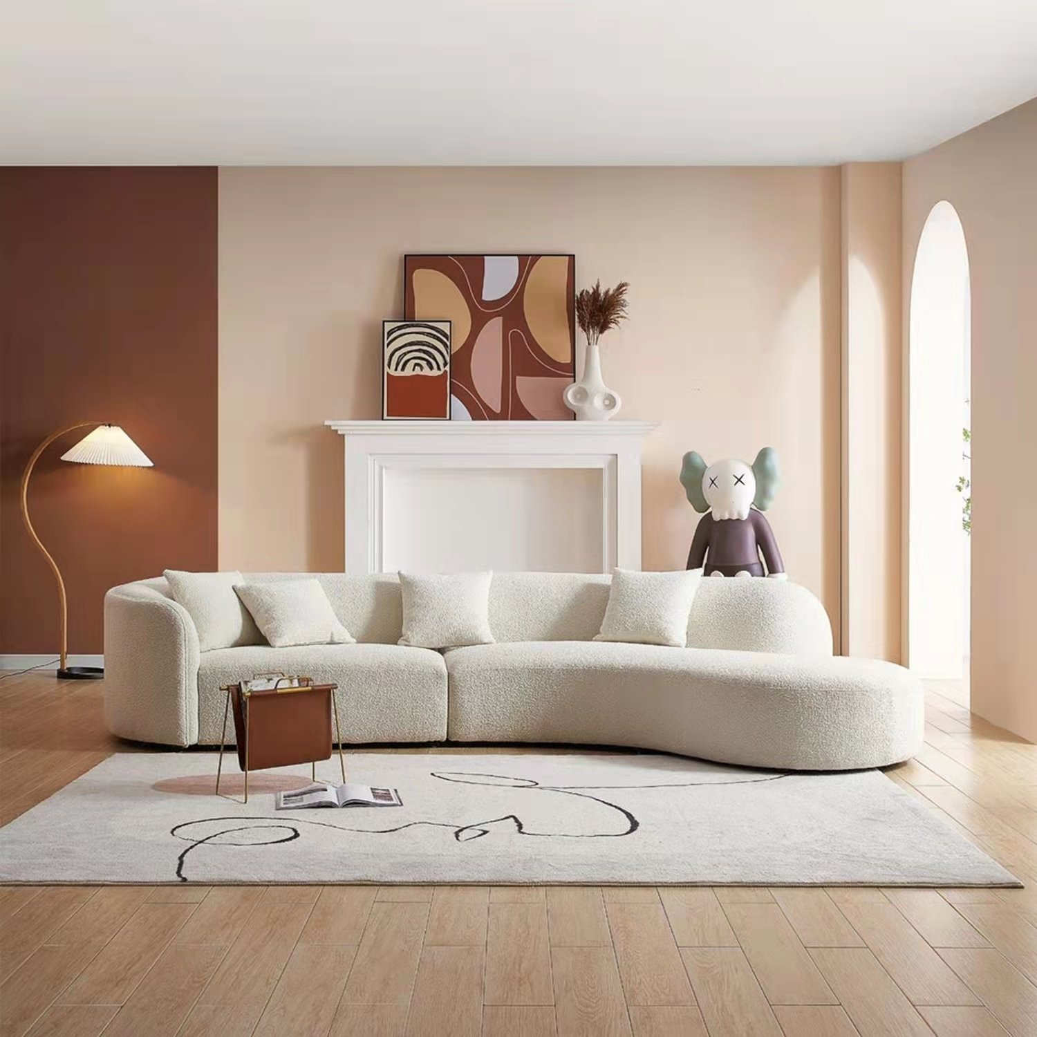 New design home decor comfort round sofa luxury live room furniture sofa set modern couch fabric curved velvet sectional sofa