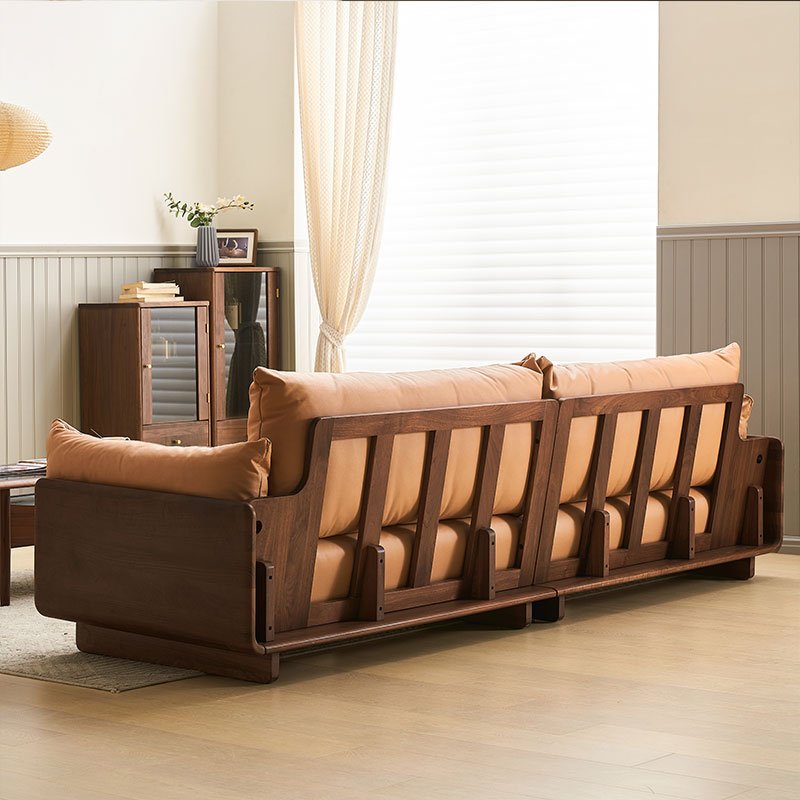 I6064 Living room sofa light luxury solid wood sofa black walnut sofa set