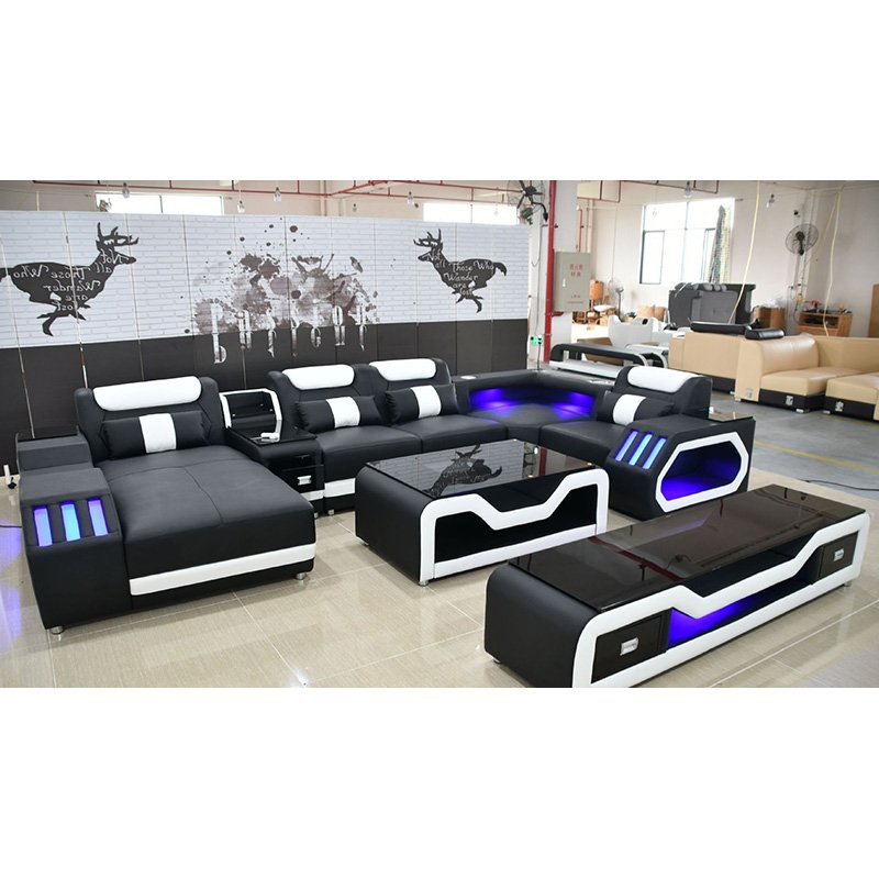 Modern Multifunctional Sofa Living Room With Led Light Combination Functional Sofa