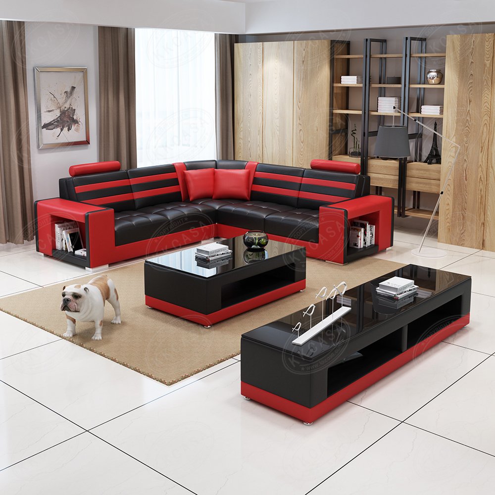 Furniture living room 5 seater sofa set luxury modern leather designs latest new model corner sofa