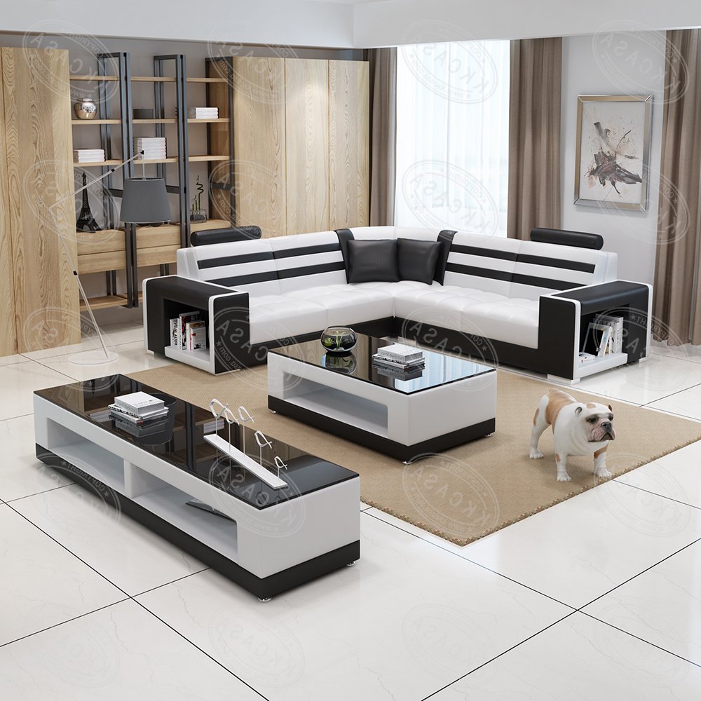 Furniture living room 5 seater sofa set luxury modern leather designs latest new model corner sofa