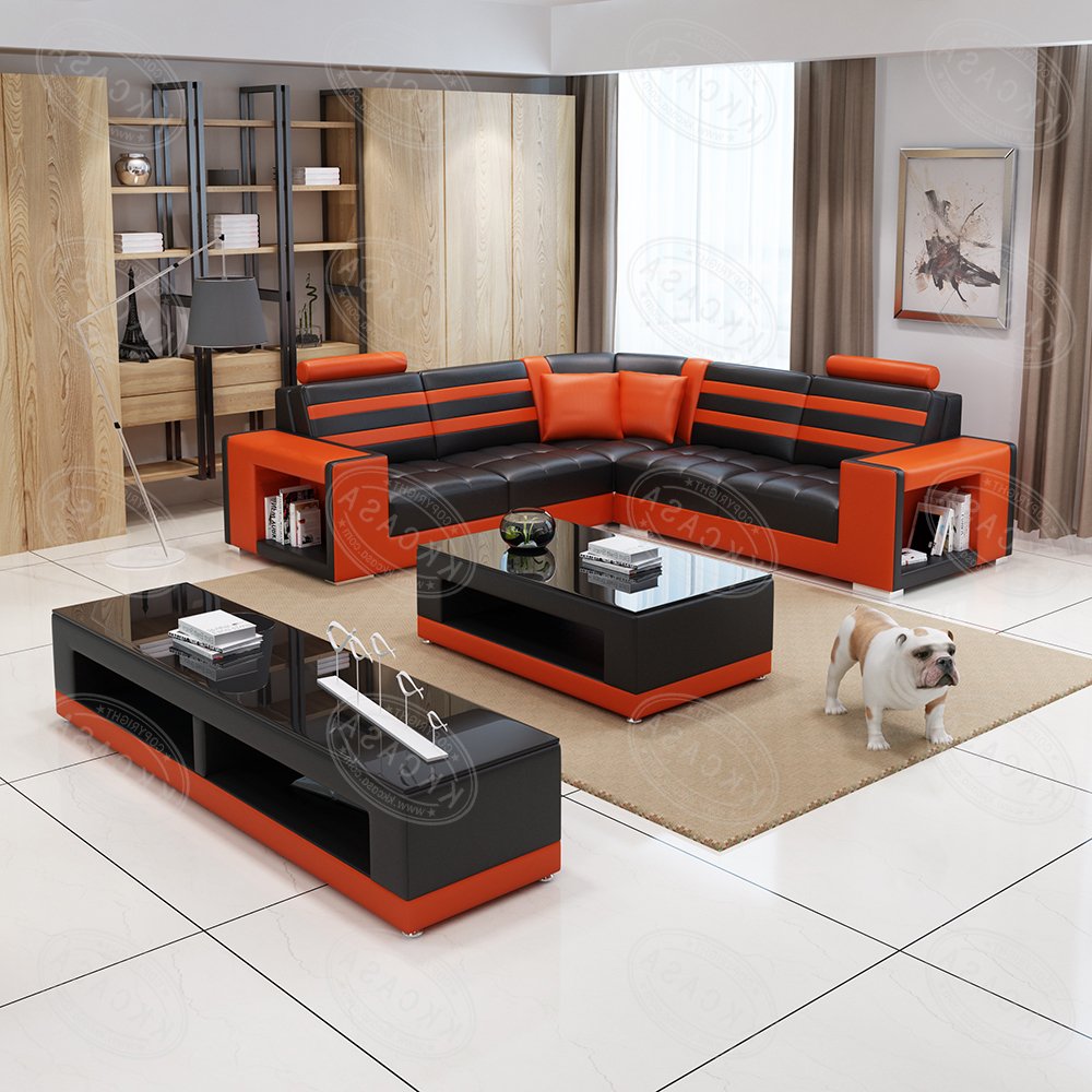 Furniture living room 5 seater sofa set luxury modern leather designs latest new model corner sofa