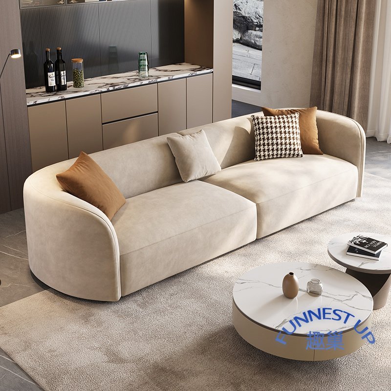 Italian Light Luxury Lunar circle Living Room Sofas set Modern Simple guangdong sofa set Lamb Plush fabric round Corner Sofa