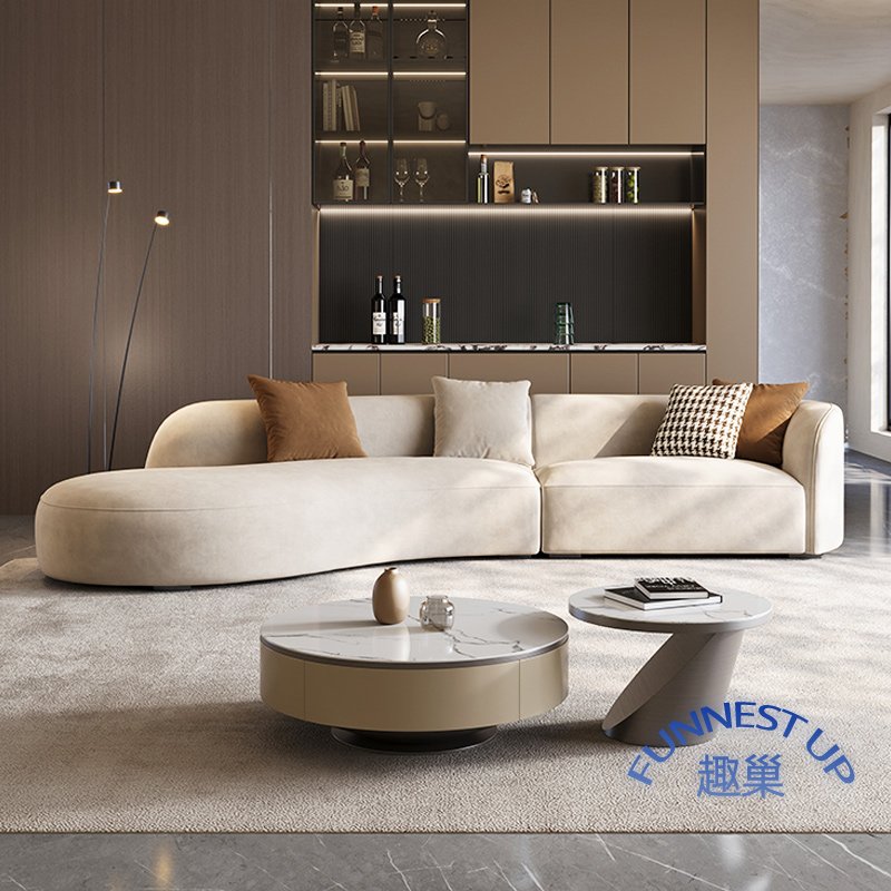 Italian Light Luxury Lunar circle Living Room Sofas set Modern Simple guangdong sofa set Lamb Plush fabric round Corner Sofa