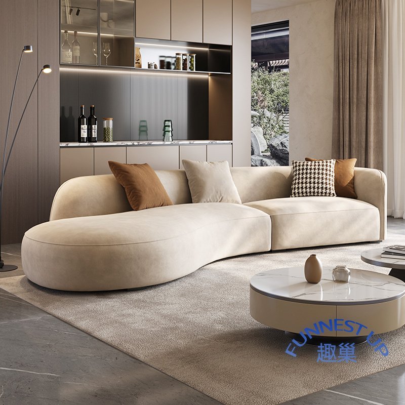 Italian Light Luxury Lunar circle Living Room Sofas set Modern Simple guangdong sofa set Lamb Plush fabric round Corner Sofa