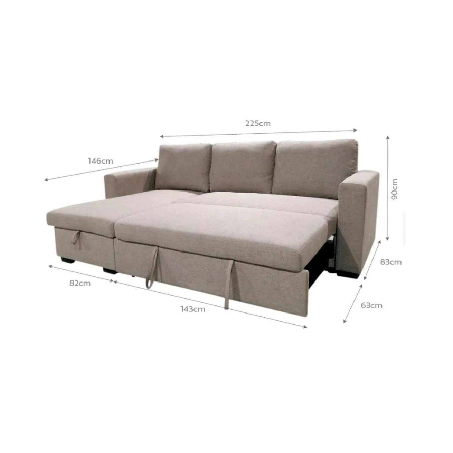 Reversible Sleeper Sectional L-Shaped Couch Sofa Convertible Sofas Sectionals Living Room Sofas Furniture
