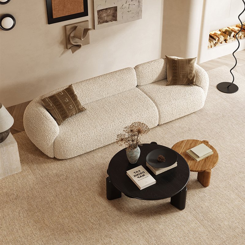 Italian light luxury pure white lamb velvet living room sofa single sofa chair modular sofa