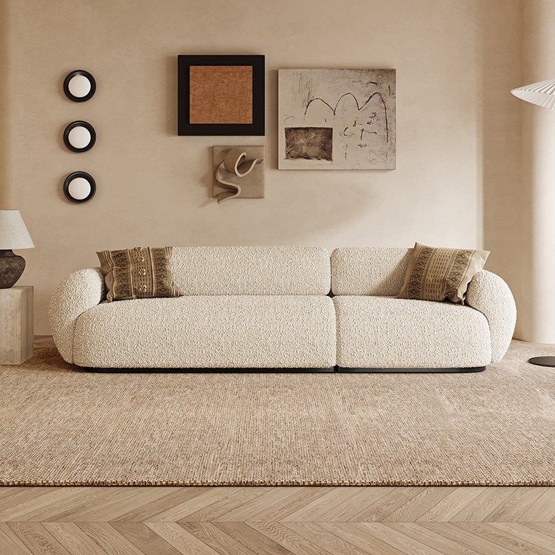 Italian light luxury pure white lamb velvet living room sofa single sofa chair modular sofa
