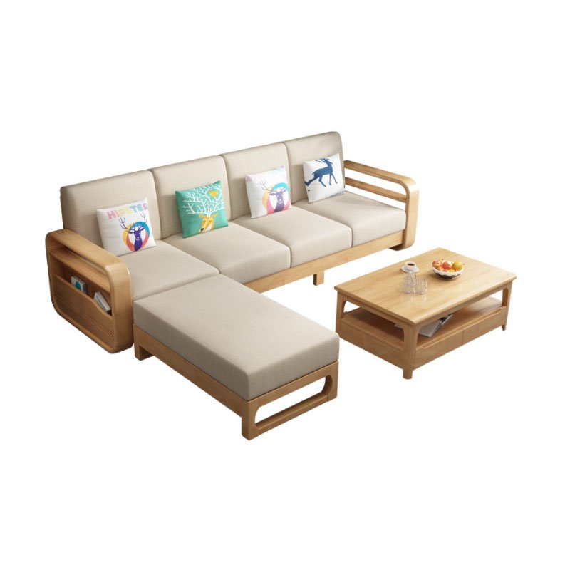 Nordic solid wood sofa simple modern princess corner sofa small household combined sofa furniture set