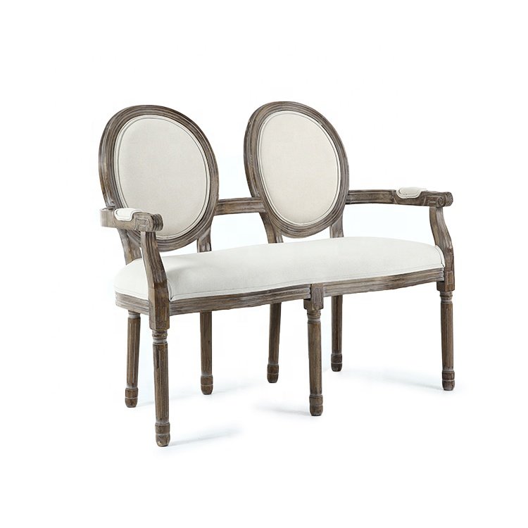 Classic Design Durable Elegant Solid Seat Wood Garden Sofa White Chairs With Arm