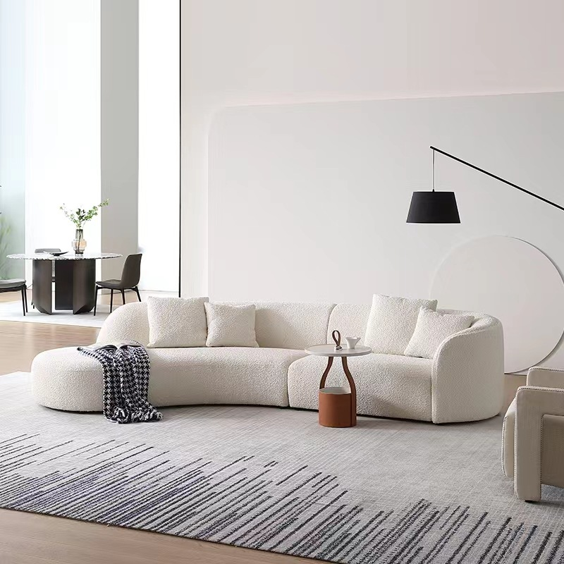 Lamb lazy living room sofa designer Italian minimalist size apartment moon arc beauty salon fabric sofa