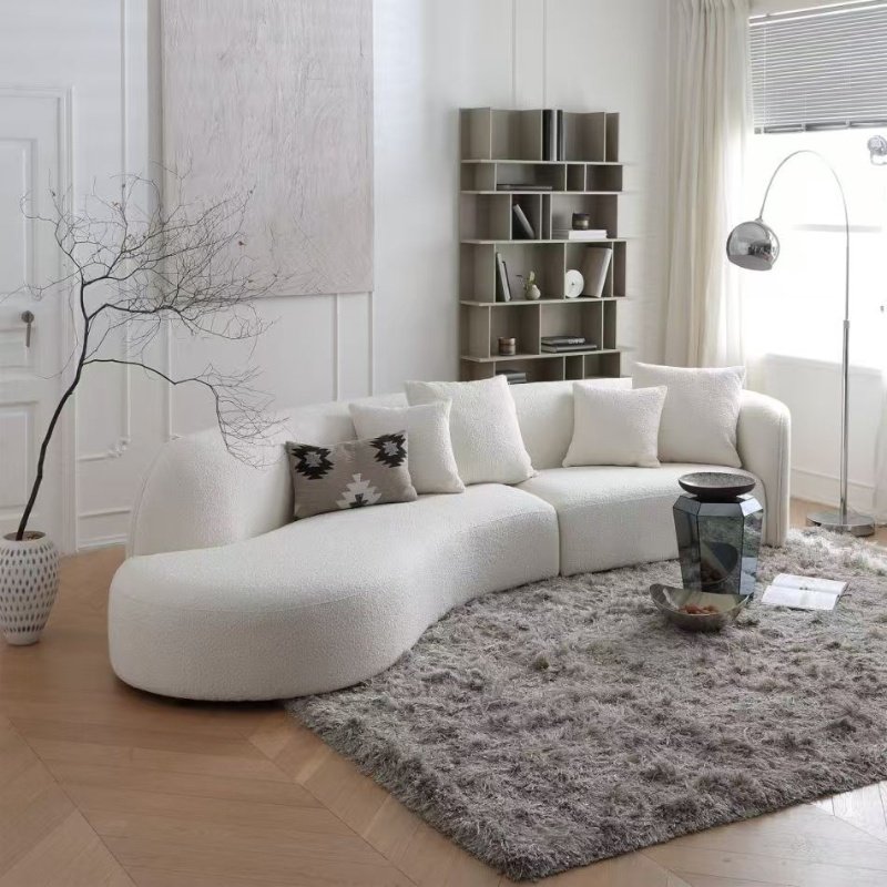 Lamb lazy living room sofa designer Italian minimalist size apartment moon arc beauty salon fabric sofa
