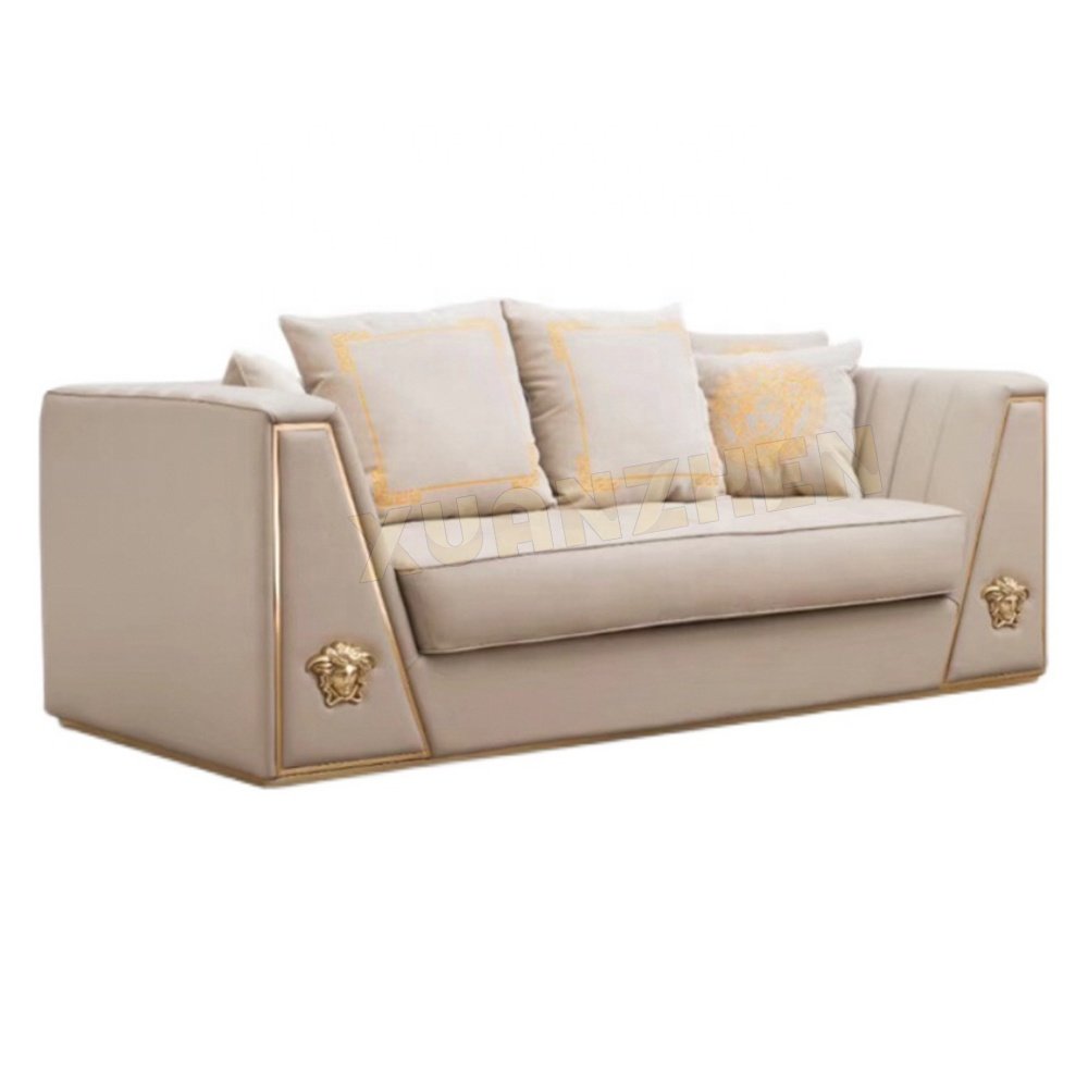 Living room furniture gold stainless steel love seater design modern luxury sofa set furniture coaches sofa living room sofa