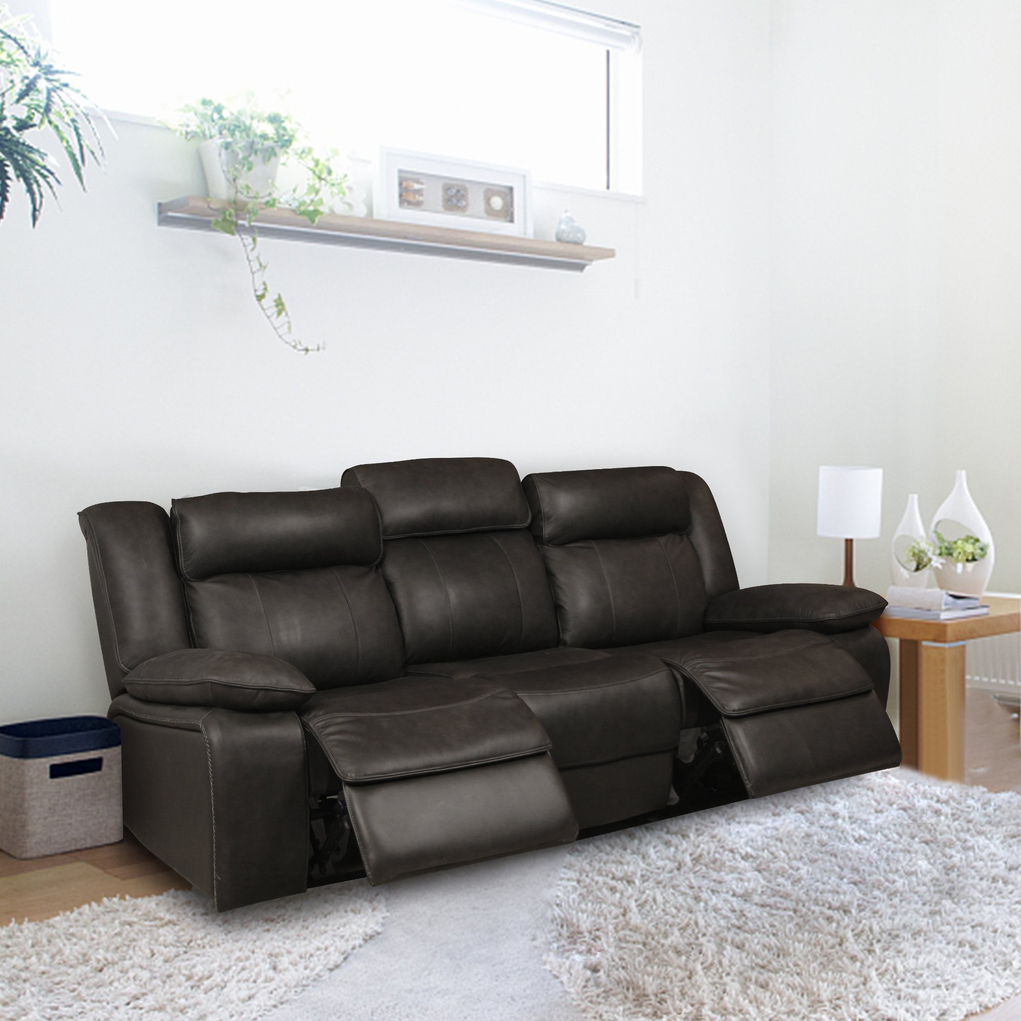 Luxury modern home living room Italian leather electric power recliner sofa cover reclining couch sectional sofa set 3 2 1