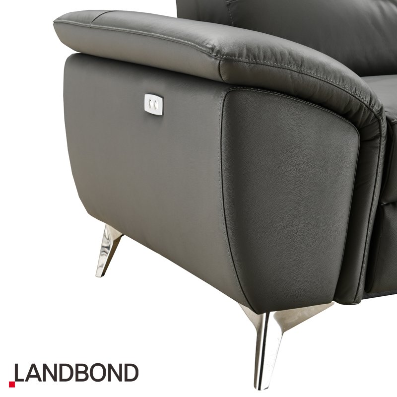 Contemporary Adjustable Headrest L Shape Corner Sectional Sofa Electric Recliner Genuine Leather Sofa Couch Living Room Sofas