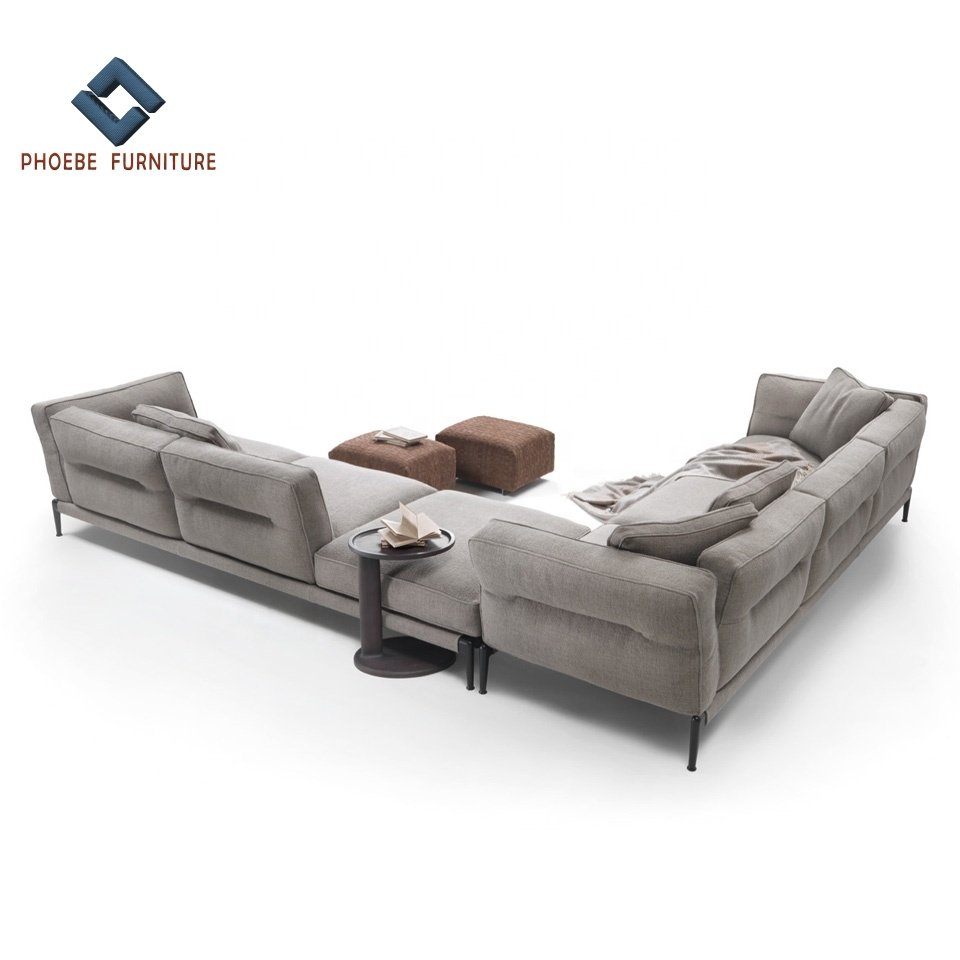 Latest Italian adda flared armrest & backrest design large L shape sectional couch living room sofas furniture