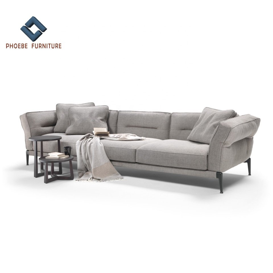 Latest Italian adda flared armrest & backrest design large L shape sectional couch living room sofas furniture