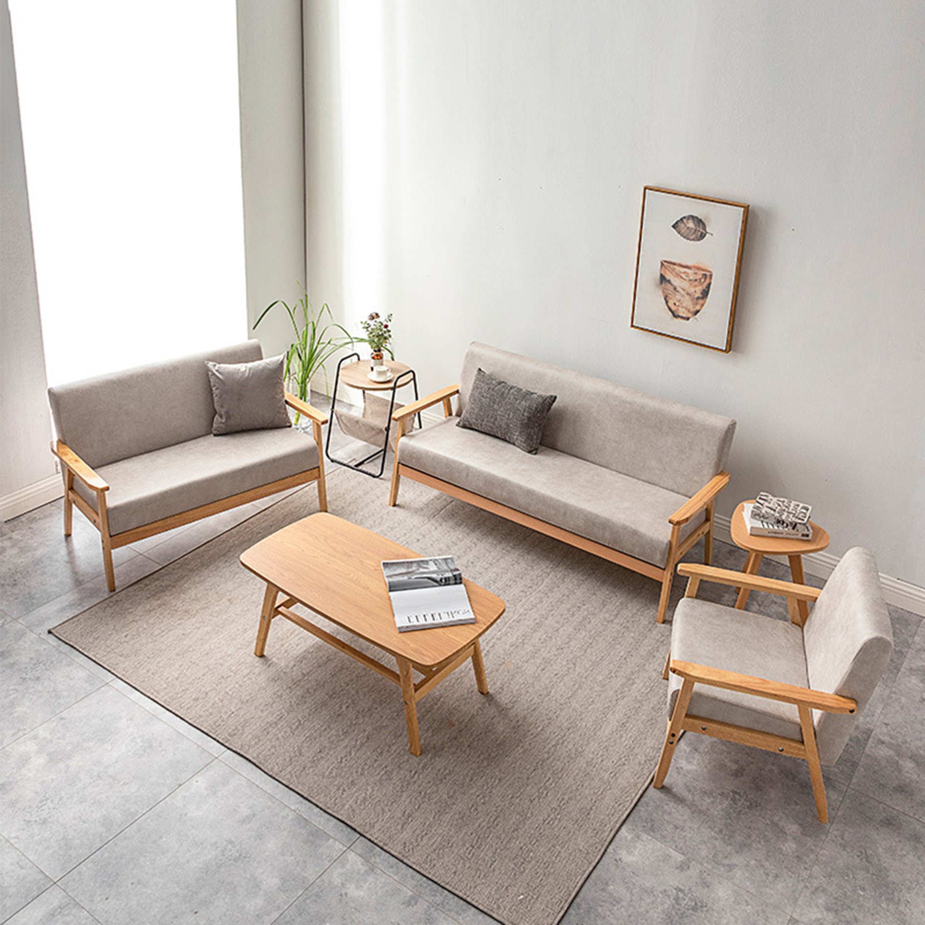 JIA MU JIA solid wood sofa living room sofa pine wood can customize