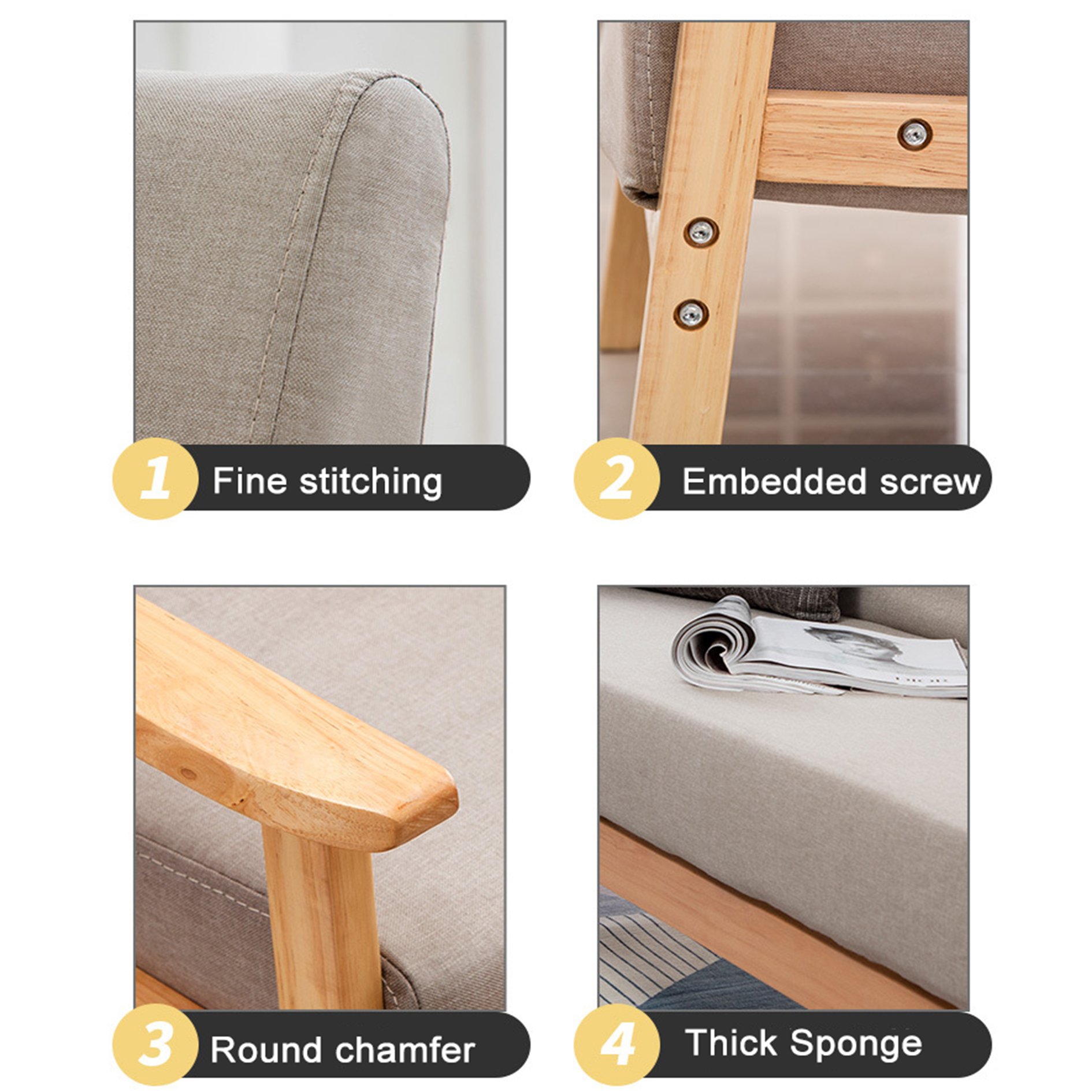 JIA MU JIA solid wood sofa living room sofa pine wood can customize