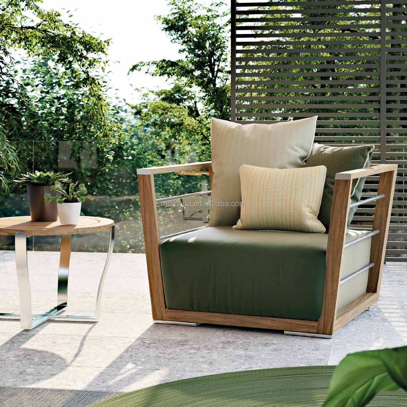 popular modern new Burma teak wood outdoor furniture balcony garden furniture deep seating low back sofa