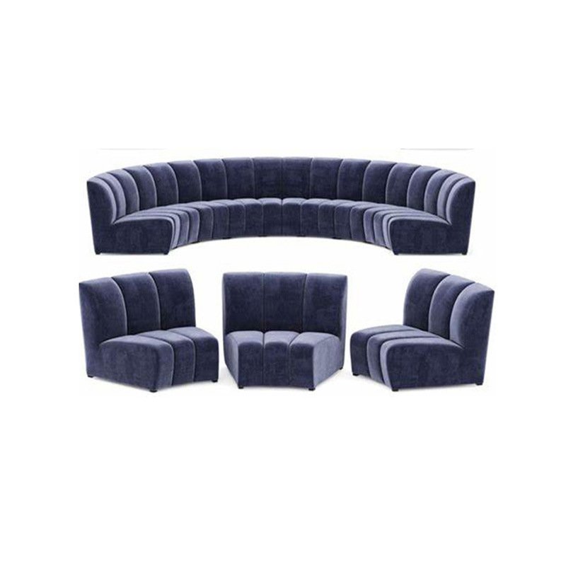 Nordic Modern Velvet Tufted Circular Arc CurvedSofa Restaurant Sectional Sofa Set Hotel Club Living Room Reception Couch