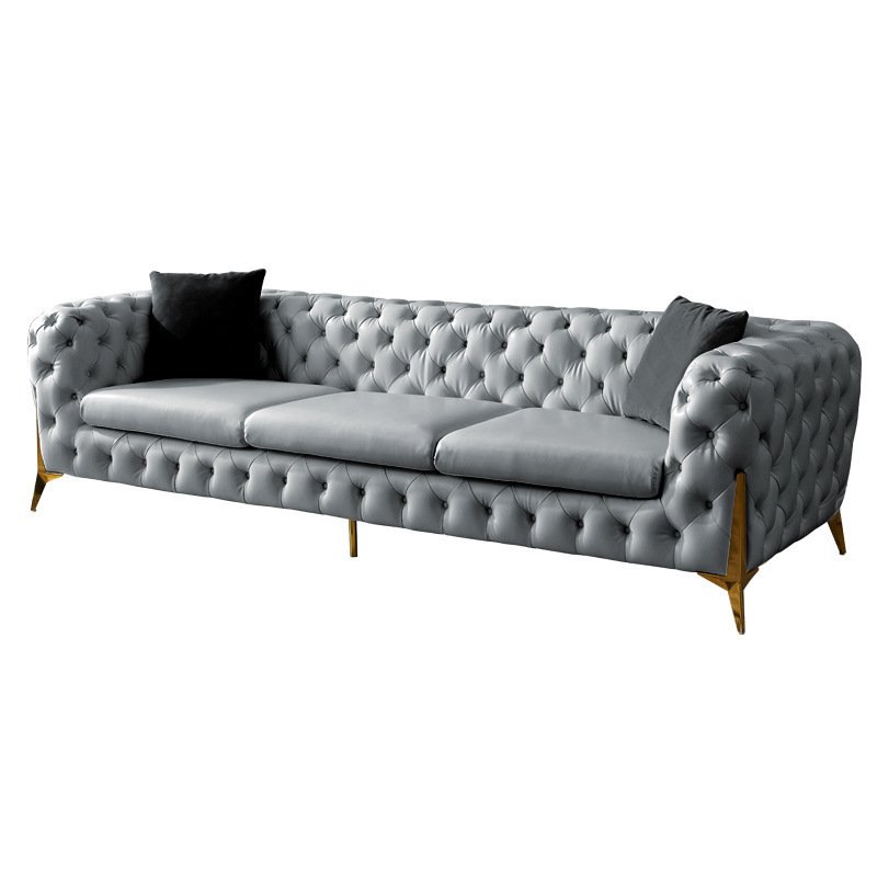 Italian Velvet Sofa Luxury Glod Stainless Leg Living Room Sofa Set Furniture White 3 Seater Chesterfield Sofa Couches