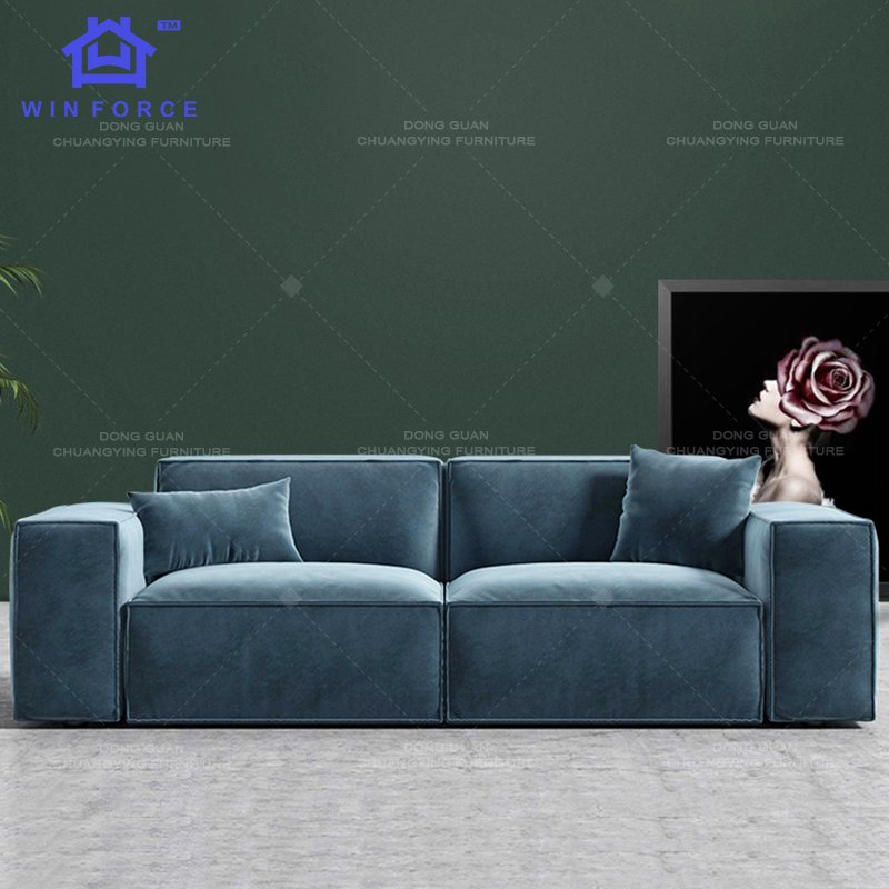 Winforce Italian Design Luxury Modern Living Room Sofa Set Furniture Velvet Modular Corner Sofa Couch Minimalist Sectional Sofa