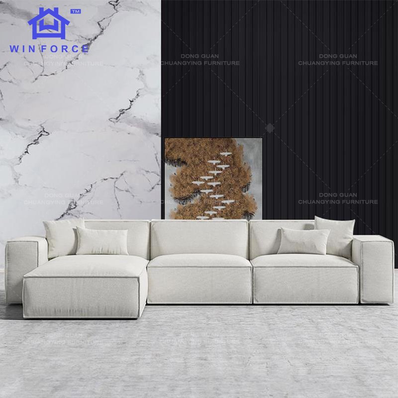 Winforce Italian Design Luxury Modern Living Room Sofa Set Furniture Velvet Modular Corner Sofa Couch Minimalist Sectional Sofa